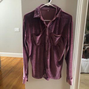 Velvet button up blouse